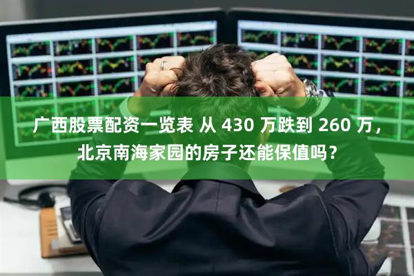 广西股票配资一览表 从 430 万跌到 260 万，北京南海家园的房子还能保值吗？